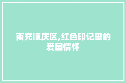 南充顺庆区,红色印记里的爱国情怀