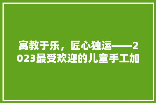 寓教于乐，匠心独运——2023最受欢迎的儿童手工加盟店