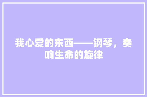 我心爱的东西——钢琴，奏响生命的旋律