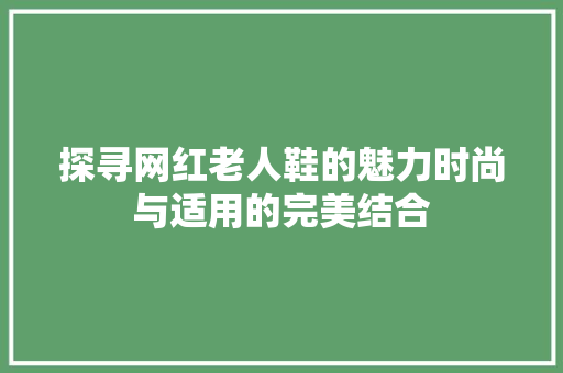 探寻网红老人鞋的魅力时尚与适用的完美结合