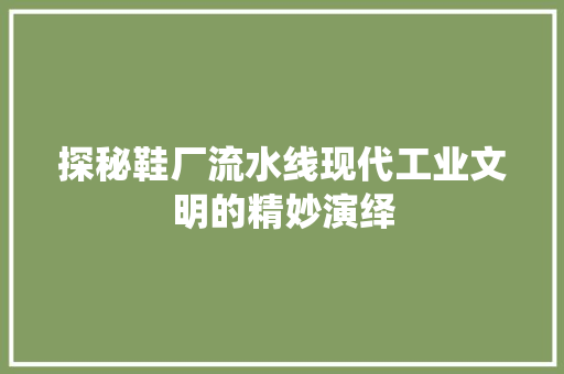 探秘鞋厂流水线现代工业文明的精妙演绎