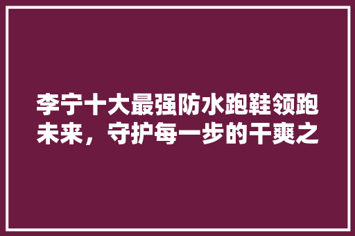 李宁十大最强防水跑鞋领跑未来，守护每一步的干爽之旅