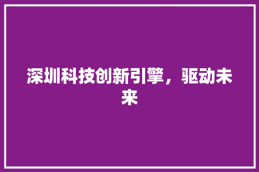 深圳科技创新引擎，驱动未来