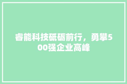 睿能科技砥砺前行，勇攀500强企业高峰