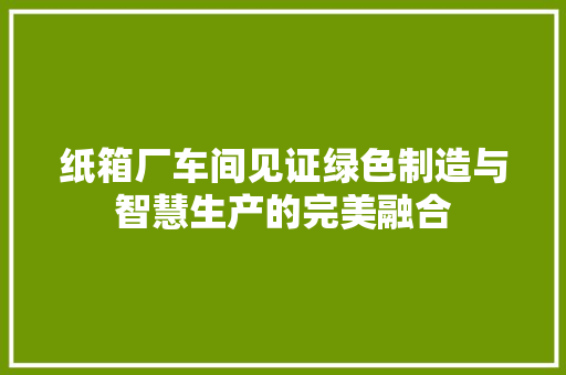 纸箱厂车间见证绿色制造与智慧生产的完美融合