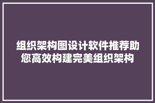 组织架构图设计软件推荐助您高效构建完美组织架构