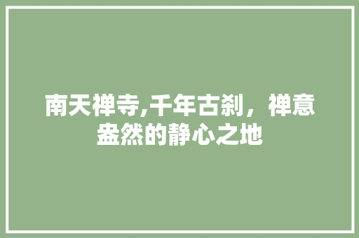 南天禅寺,千年古刹，禅意盎然的静心之地