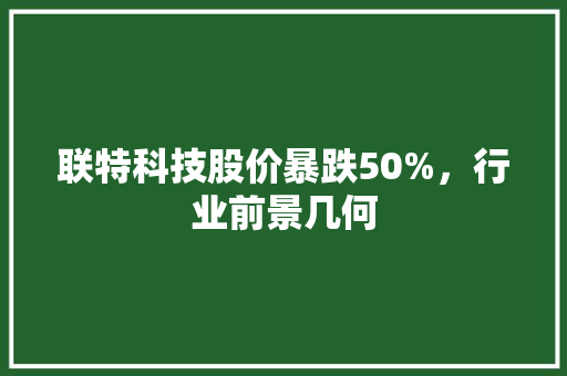 联特科技股价暴跌50%，行业前景几何