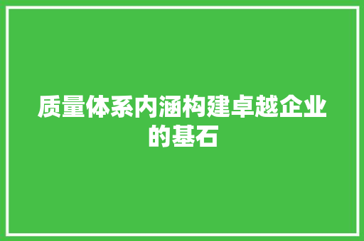 质量体系内涵构建卓越企业的基石