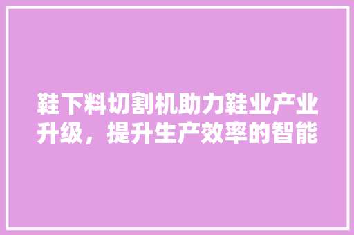 鞋下料切割机助力鞋业产业升级，提升生产效率的智能利器