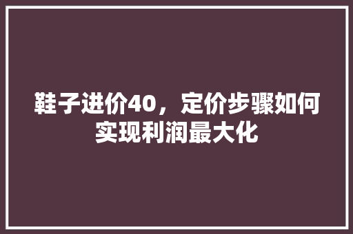 鞋子进价40，定价步骤如何实现利润最大化