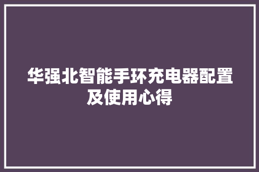 华强北智能手环充电器配置及使用心得