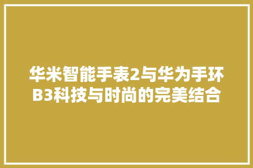 华米智能手表2与华为手环B3科技与时尚的完美结合