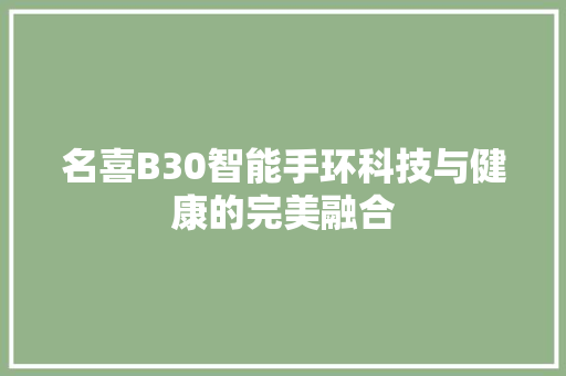 名喜B30智能手环科技与健康的完美融合