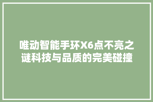 唯动智能手环X6点不亮之谜科技与品质的完美碰撞  第1张