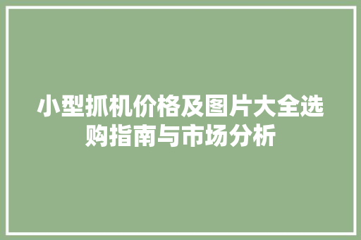 小型抓机价格及图片大全选购指南与市场分析