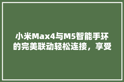 小米Max4与M5智能手环的完美联动轻松连接，享受智能生活