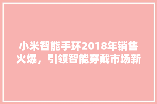 小米智能手环2018年销售火爆，引领智能穿戴市场新潮流