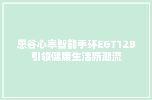 恩谷心率智能手环EGT12B引领健康生活新潮流