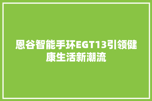 恩谷智能手环EGT13引领健康生活新潮流