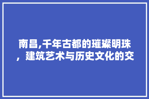 南昌,千年古都的璀璨明珠，建筑艺术与历史文化的交融之旅