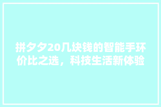 拼夕夕20几块钱的智能手环价比之选，科技生活新体验