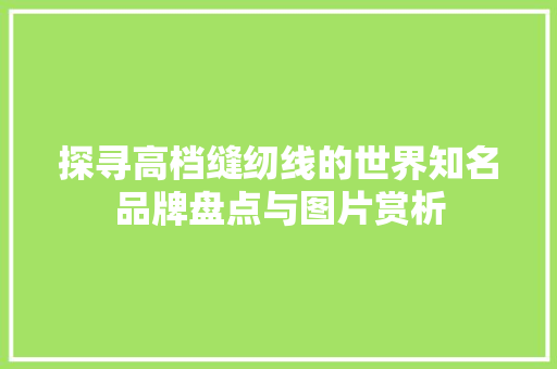 探寻高档缝纫线的世界知名品牌盘点与图片赏析