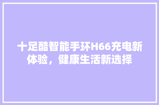 十足酷智能手环H66充电新体验，健康生活新选择