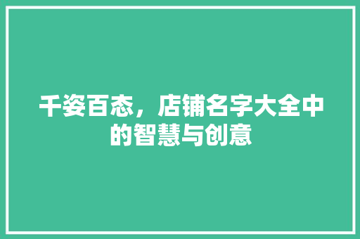 千姿百态，店铺名字大全中的智慧与创意