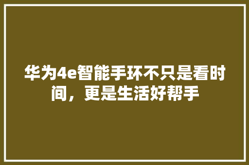 华为4e智能手环不只是看时间，更是生活好帮手