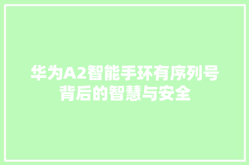 华为A2智能手环有序列号背后的智慧与安全