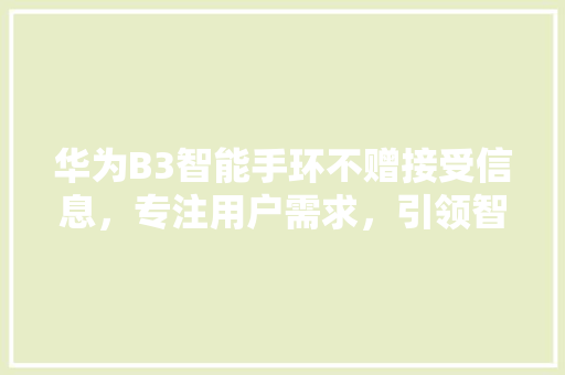 华为B3智能手环不赠接受信息，专注用户需求，引领智能穿戴潮流