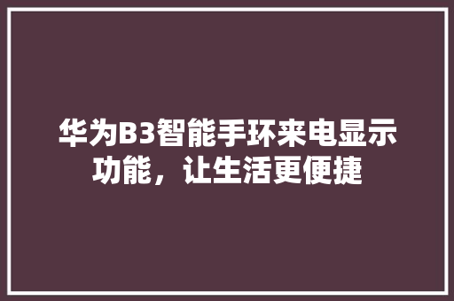 华为B3智能手环来电显示功能，让生活更便捷