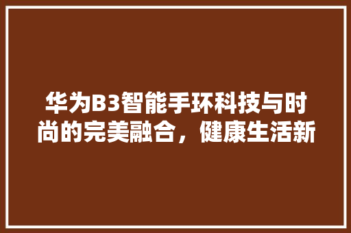 华为B3智能手环科技与时尚的完美融合，健康生活新篇章