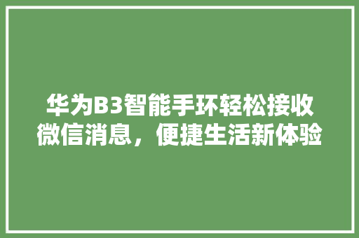 华为B3智能手环轻松接收微信消息，便捷生活新体验