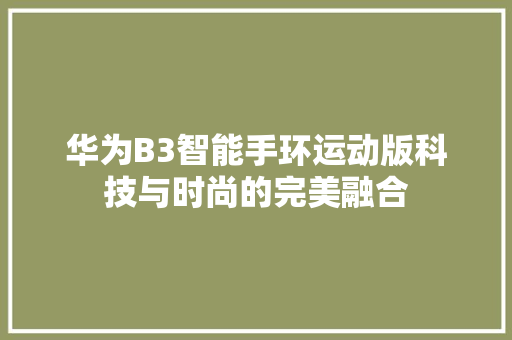 华为B3智能手环运动版科技与时尚的完美融合