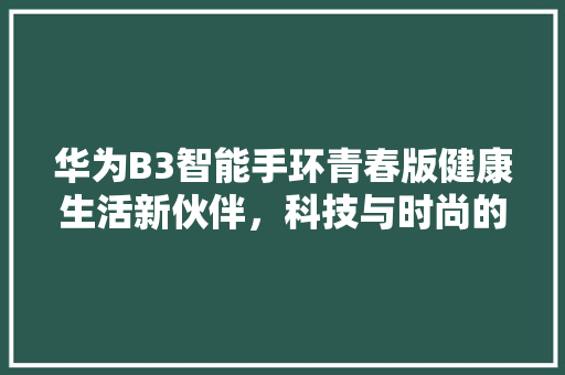 华为B3智能手环青春版健康生活新伙伴，科技与时尚的完美融合