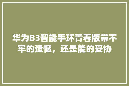 华为B3智能手环青春版带不牢的遗憾，还是能的妥协