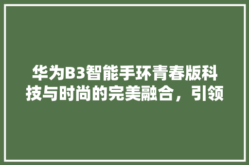 华为B3智能手环青春版科技与时尚的完美融合，引领健康生活新潮流