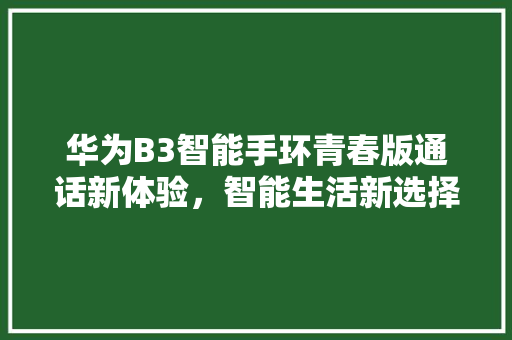 华为B3智能手环青春版通话新体验，智能生活新选择