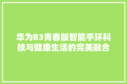 华为B3青春版智能手环科技与健康生活的完美融合