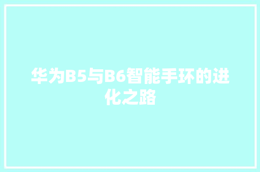 华为B5与B6智能手环的进化之路