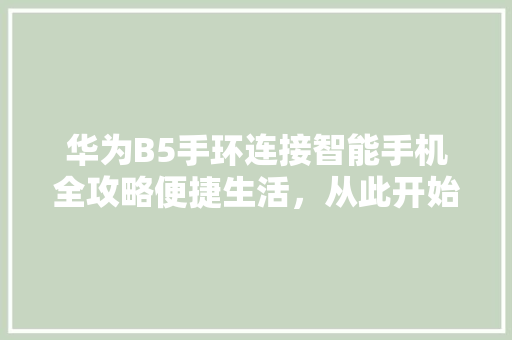 华为B5手环连接智能手机全攻略便捷生活，从此开始