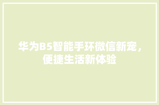 华为B5智能手环微信新宠，便捷生活新体验