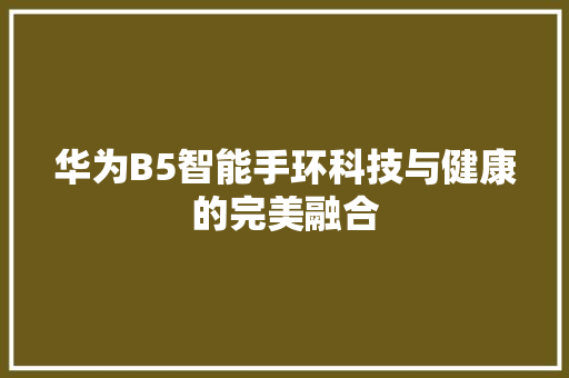 华为B5智能手环科技与健康的完美融合