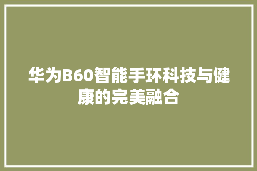 华为B60智能手环科技与健康的完美融合