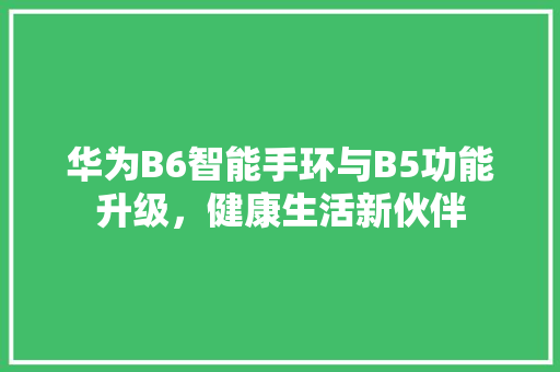 华为B6智能手环与B5功能升级，健康生活新伙伴