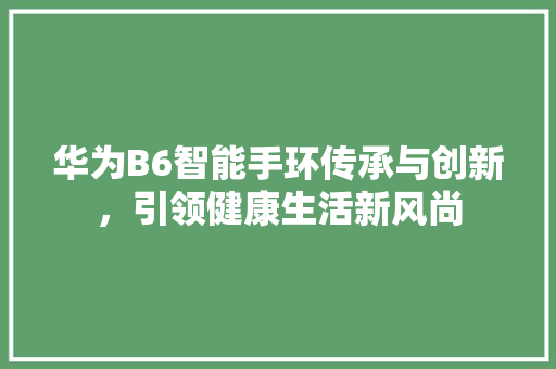 华为B6智能手环传承与创新，引领健康生活新风尚