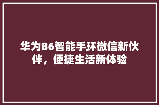 华为B6智能手环微信新伙伴，便捷生活新体验