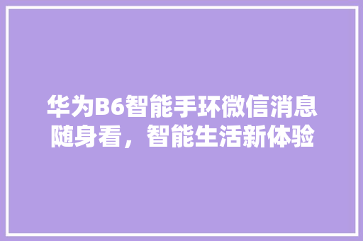 华为B6智能手环微信消息随身看，智能生活新体验